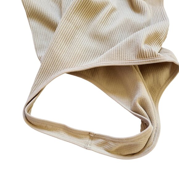 Colsie Women's Seamless Scoop Ribbed Bodysuit Beige Tan Med Basic Layering - Picture 7 of 7